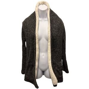 Canada Weather Gear Women’s SZ L Sherpa Lined Fleece Sweater Cardigan Gray Cozy